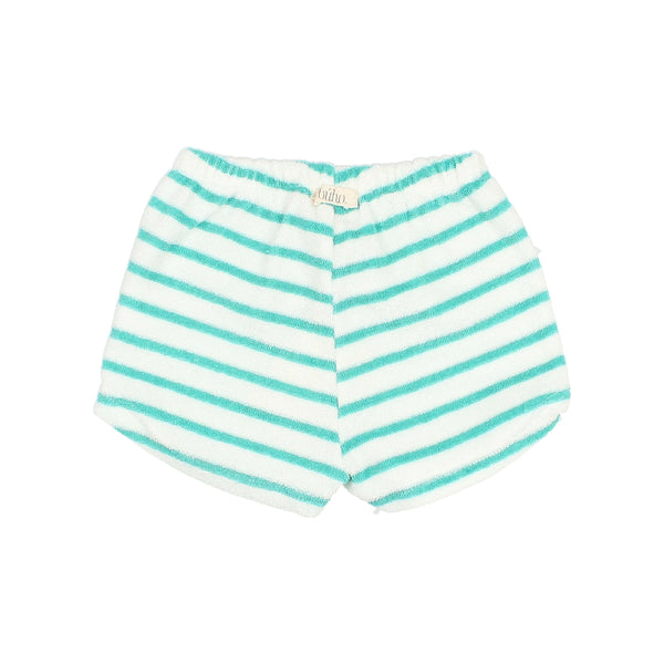 Baby Terry Stripes Shorts in Pool Green