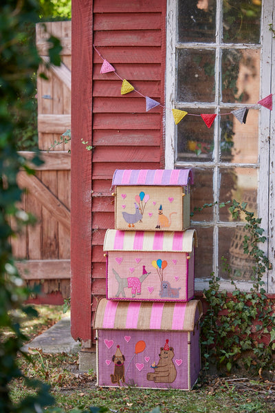 Medium Toy Basket in Soft Pink Party Animal Design