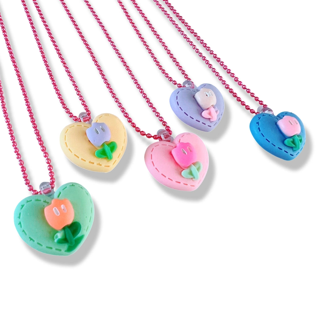 Tulip Heart Necklaces Valentines - Assorted