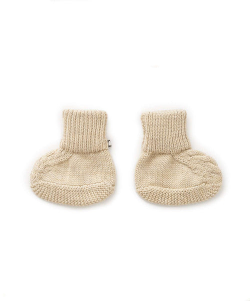 Oeuf,Cable Knit Booties in Bright Beige,CouCou,Baby Outerwear