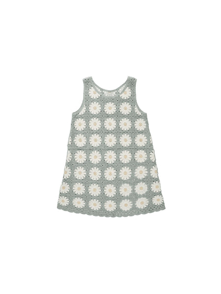 Daisy Crochet Mini Dress in Seafoam
