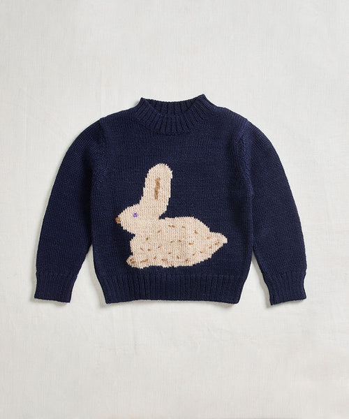 Intarsia Sweater in Indigo/Bunny