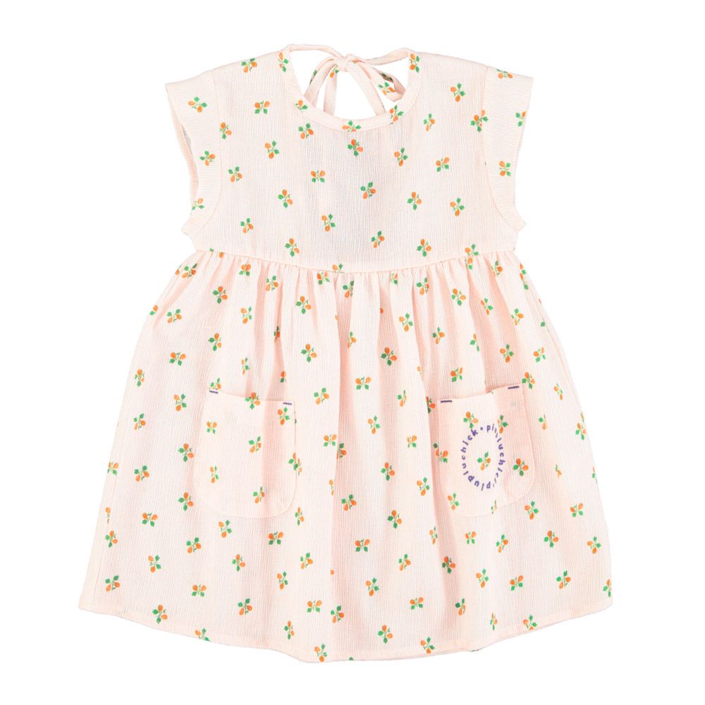 Short Dress in Light Pink Stripes w/ Little Flowers