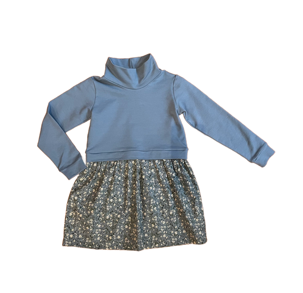 Funnel Sweatshirt Dress in Tide Gardenia