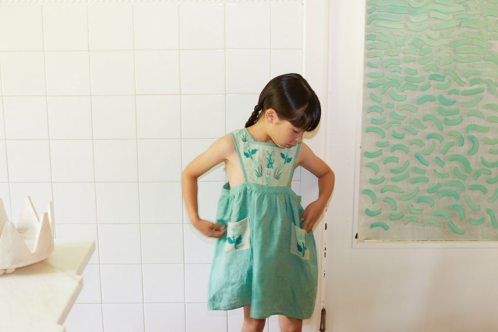 Agnes Dress in Seafoam/Mint